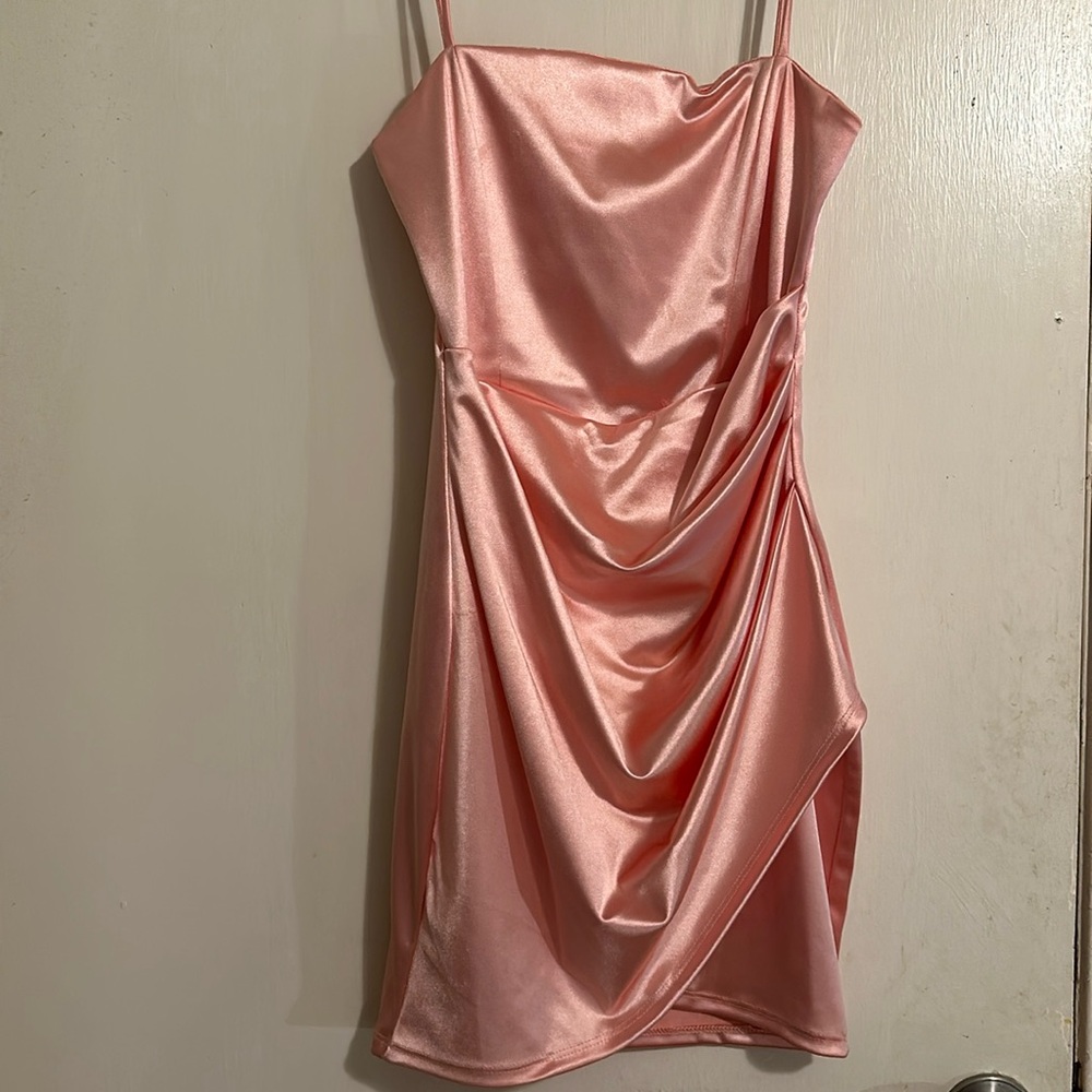 Pink silky mini short dress medium